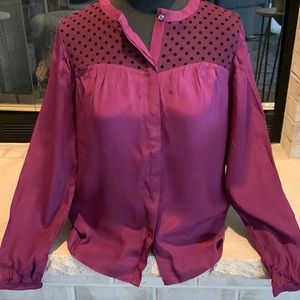 NWT.   Boden. Top.  Size 6.  Purple- dotted Swiss detail